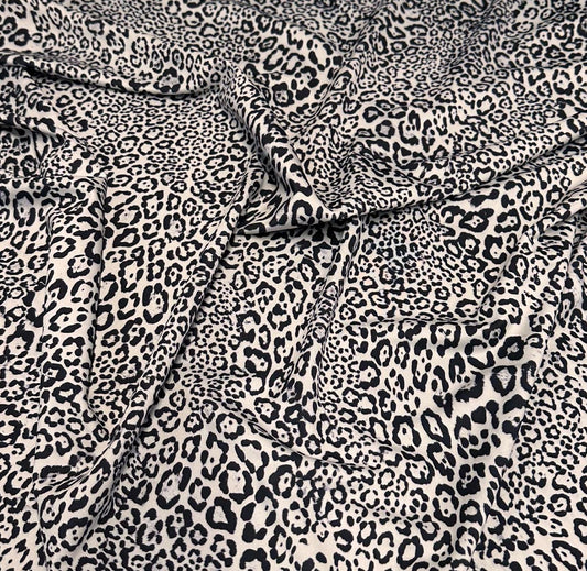 4 Way Stretch Print Nylon Spandex Fabric By The Yard Tricot Swim Wear Bikini Active Wear Small Animal Print Leopard Cheetah Black White