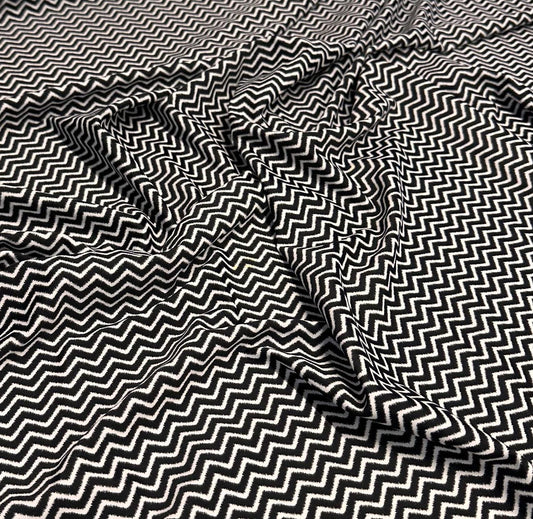 4 Way Stretch Print Nylon Spandex Fabric By The Yard Tricot Swim Wear Bikini Active Wear Chevron Black White