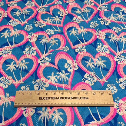 4 Way Stretch Print Poly Spandex Mesh Fabric By The Yard Terry Swim Wear Bikini Active Wear Multicolor Tropical Palm  70s Retro Vintage