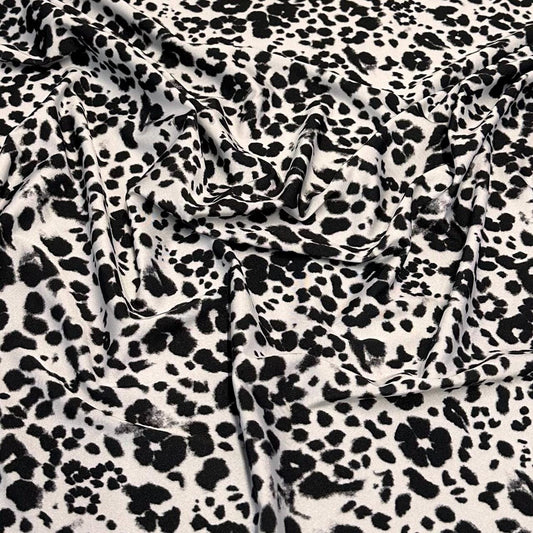 4 Way Stretch Print Nylon Spandex Fabric By The Yard Tricot Swim Wear Bikini Active Wear Black White  Animal Cheetah Leopard Print