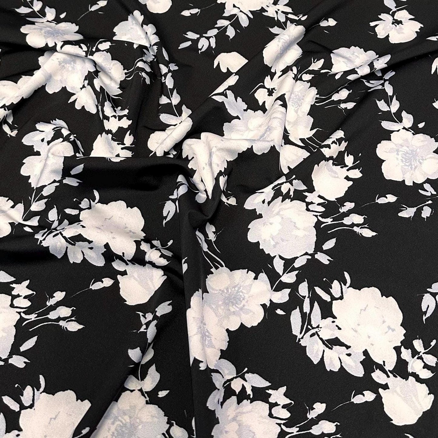 4 Way Stretch Assorted Print Nylon Spandex Fabric By The Yard Tricot Swim Wear Bikini Active Wear Black White Floral Print