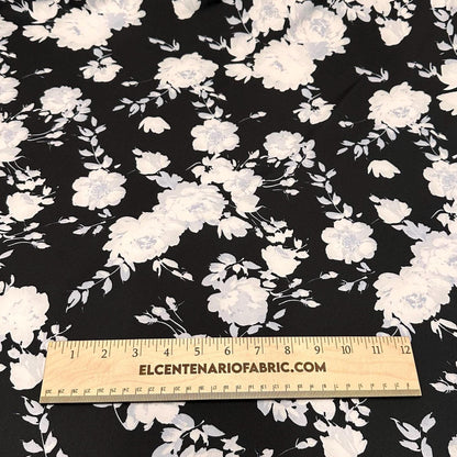 4 Way Stretch Assorted Print Nylon Spandex Fabric By The Yard Tricot Swim Wear Bikini Active Wear Black White Floral Print