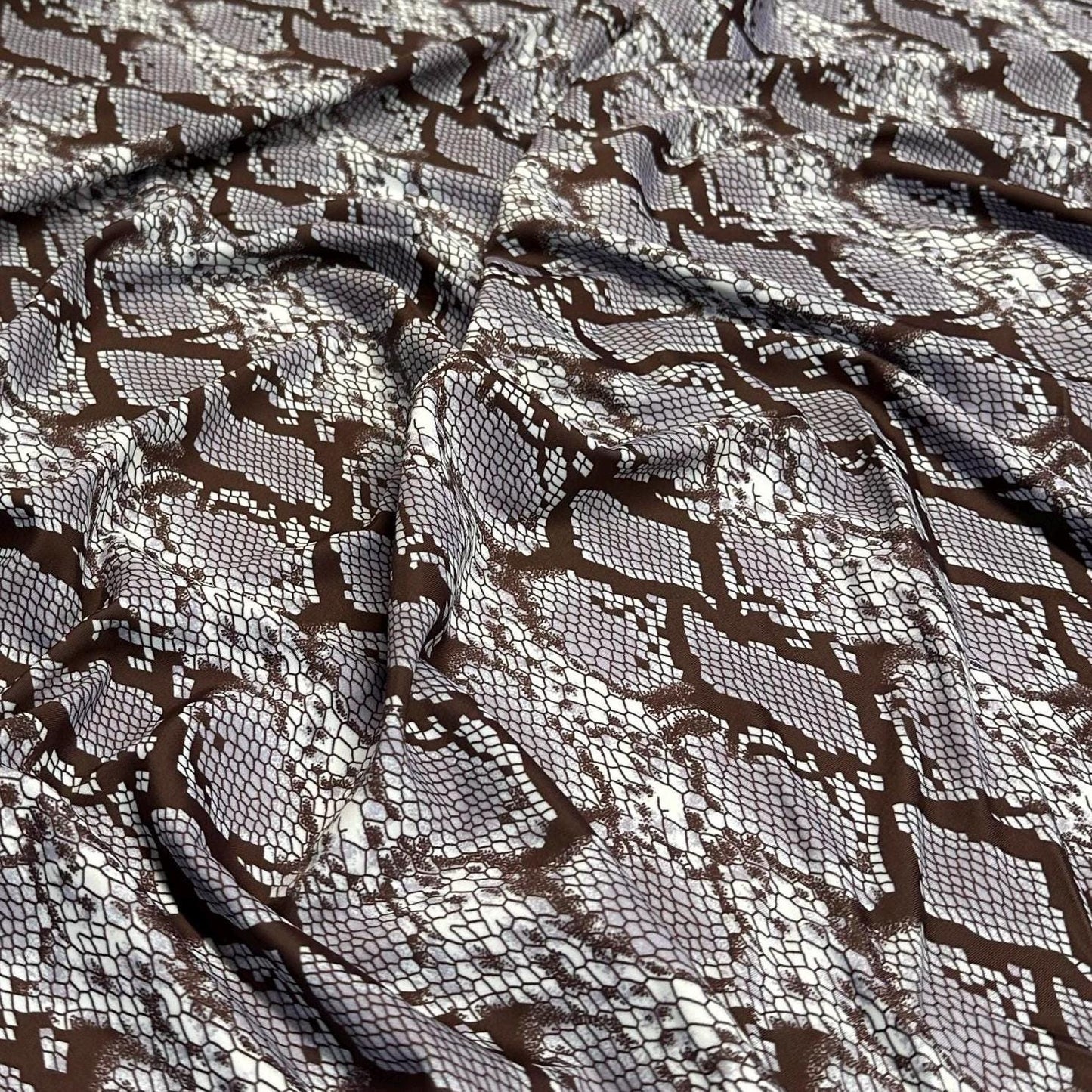 4 Way Stretch Print Nylon Spandex Fabric By The Yard Tricot Swim Wear Bikini Active Wear Snake Skin Reptile Anaconda Print Blue Grey Black