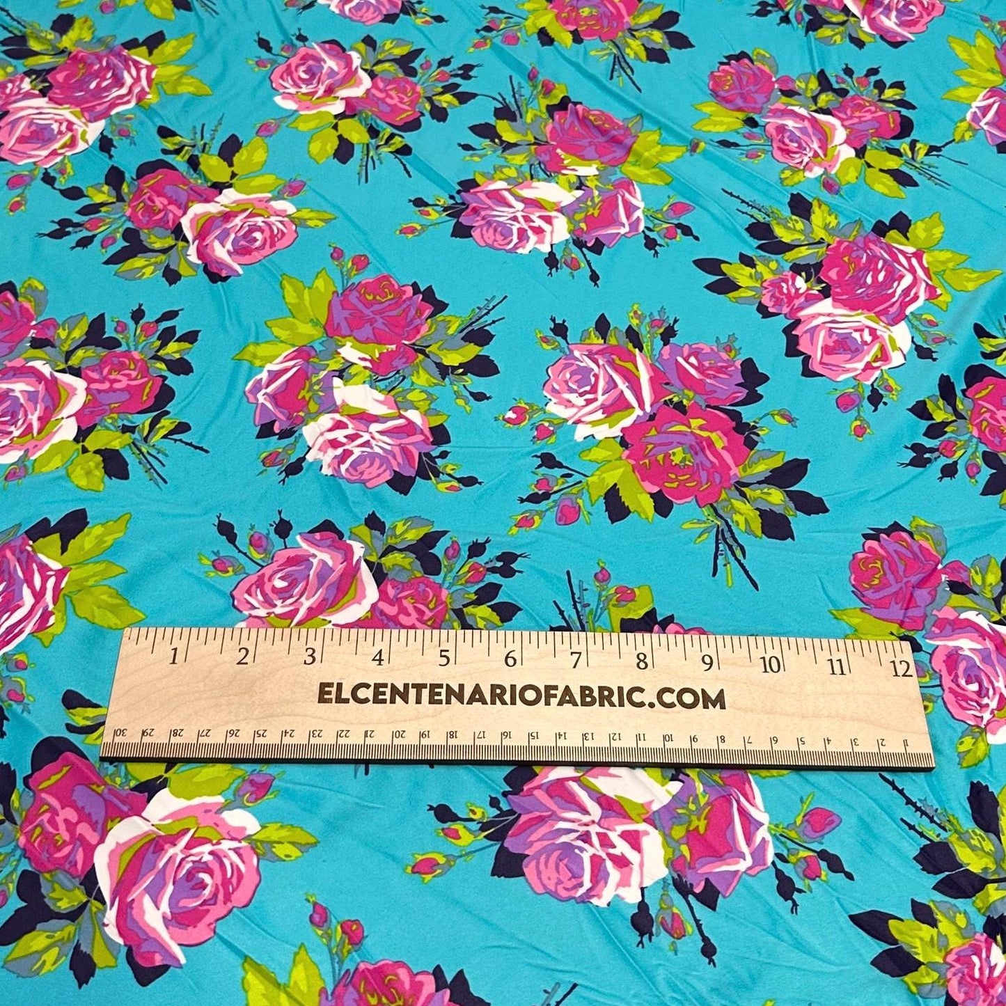 4 Way Stretch Print Nylon Spandex Fabric By The Yard Tricot Swim Wear Bikini Active Wear Jade Rose Floral Tropical Floral Print