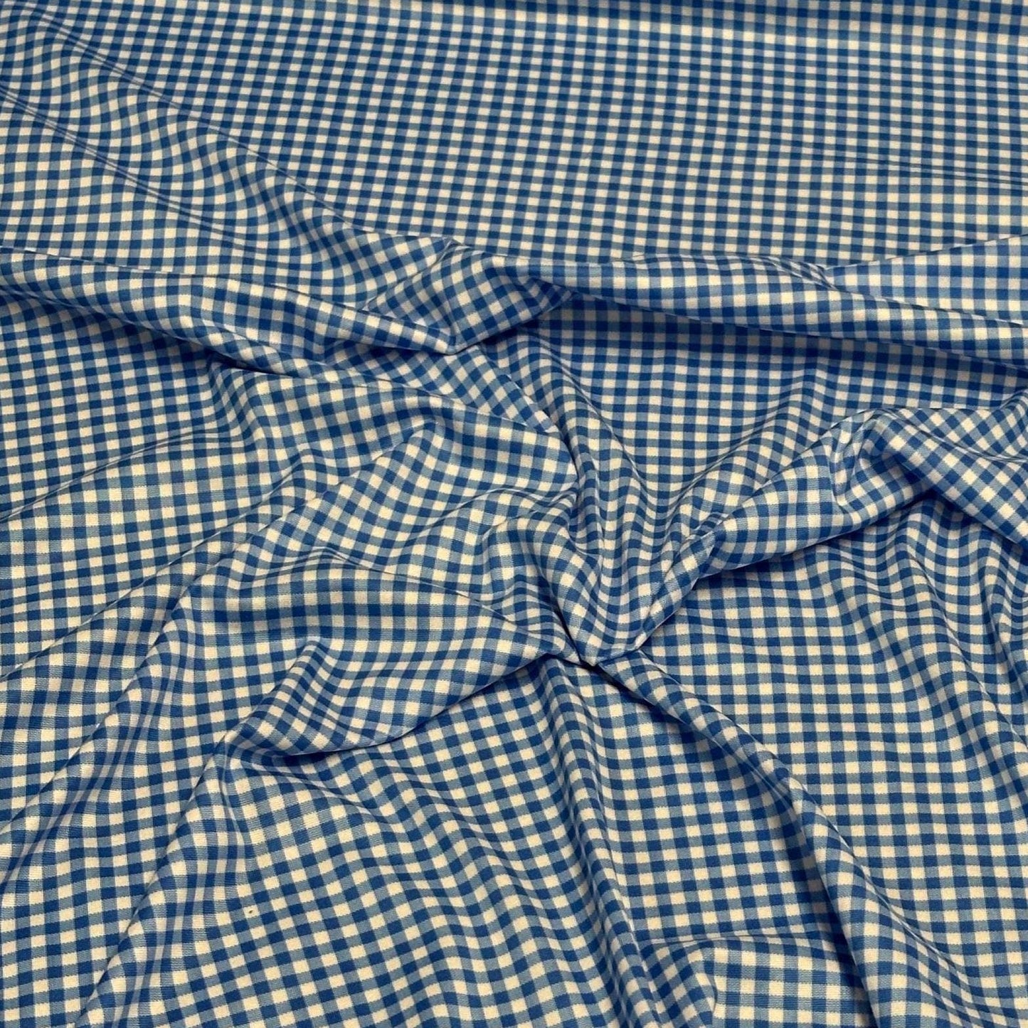 DBP Double Brushed Poly Spandex Gingham Pring Small Checkered Print By The Yard Blue