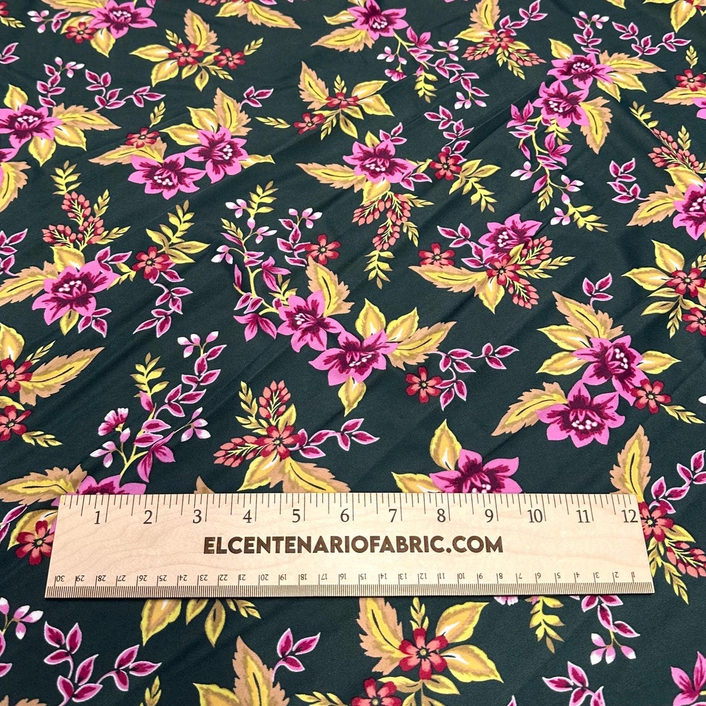 4 Way Stretch Print Nylon Spandex Fabric By The Yard Tricot Swim Wear Bikini Active Wear Black  Magenta Floral Tropical Flower Print