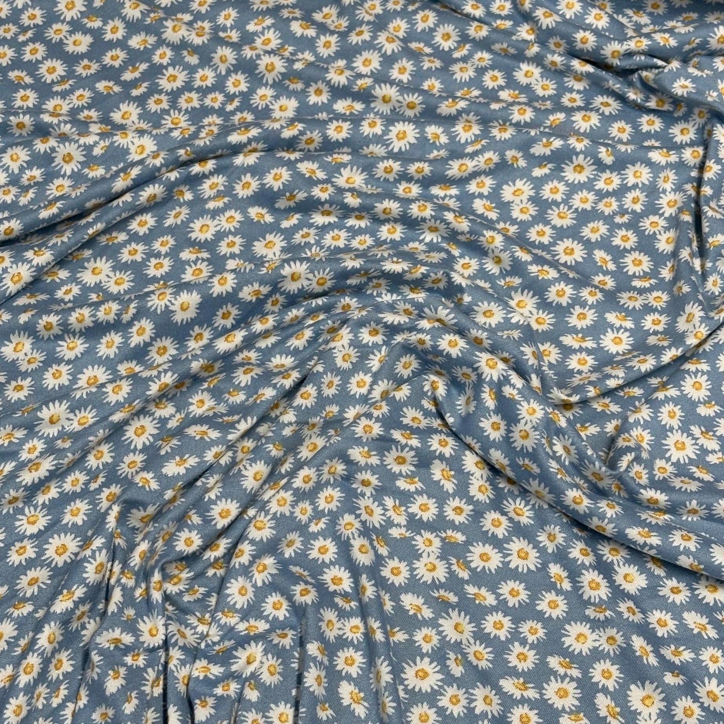 DBP Double Brushed Poly Spandex Print Ditsy Flower Vintage Mini Floral Print By The Yard Denim