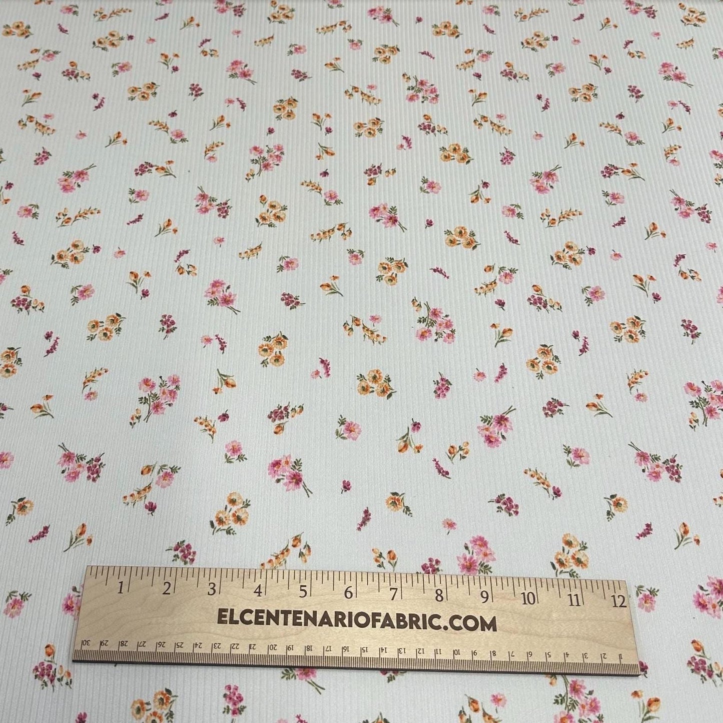 DBP 4x2 Rib Knit Small Flower Double Brushed Polyester Spandex Floral Fabric By The Yard