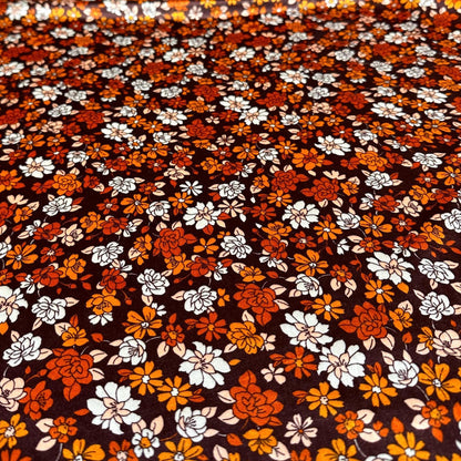 VELVET  Stretch Polyester Fabric By The Yard Vintage Boho Retro Floral 70s Flower Print