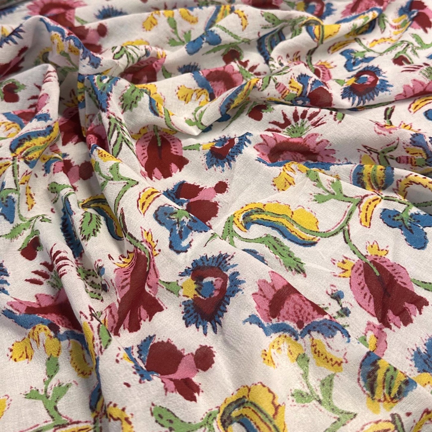 100% Cotton Gauze Vintage Foral Paisley Flower Print By The Yard