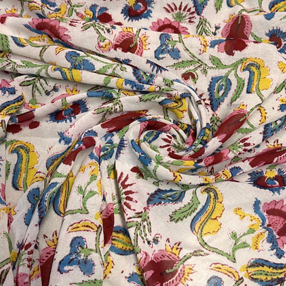 100% Cotton Gauze Vintage Foral Paisley Flower Print By The Yard