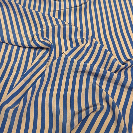 100% Silk Crepe De Chine CDC Stripe Silk Fabric By The Yard Blush Pink Blue 45 inch