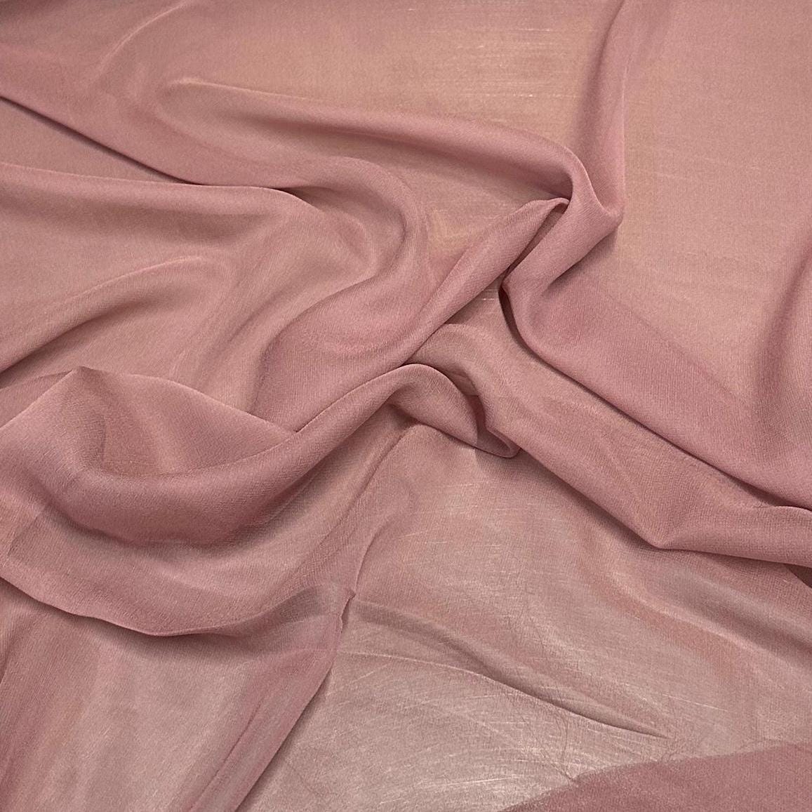 100% Silk Chiffon Solid Silk Fabric By The Yard Mauve 45 inch