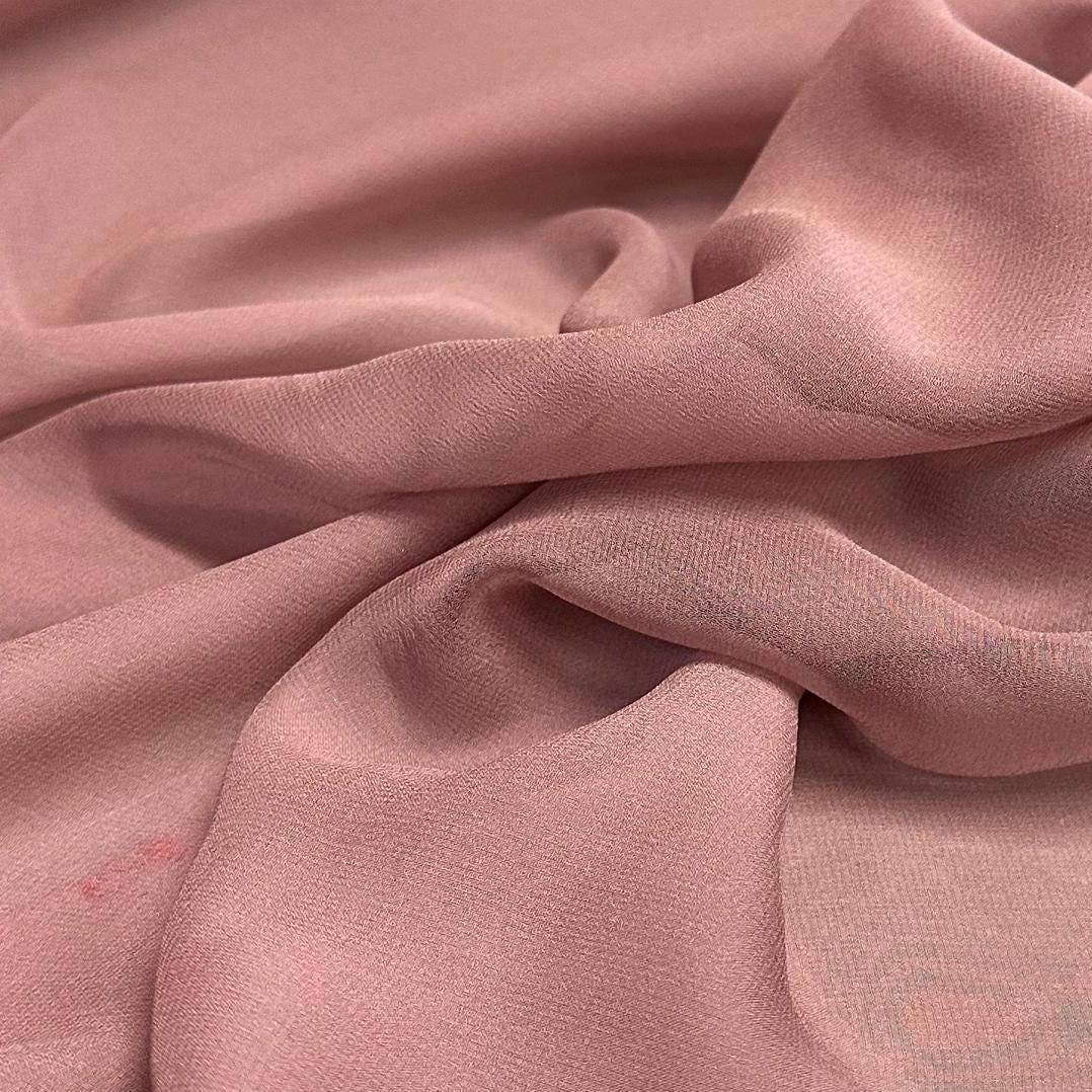 100% Silk Chiffon Solid Silk Fabric By The Yard Mauve 45 inch