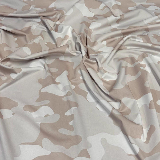 4 Way Stretch Print Nylon Spandex Fabric By The Yard Tricot Swim Wear Bikini Active Wear Tan Nude Camouflage Army Print 280 GSM