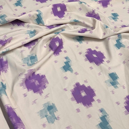 4 Way Stretch Print Nylon Spandex Fabric By The Yard Tricot Swim Wear Bikini Active Wear Geometric Shapes Abstract Cream Purple Jade