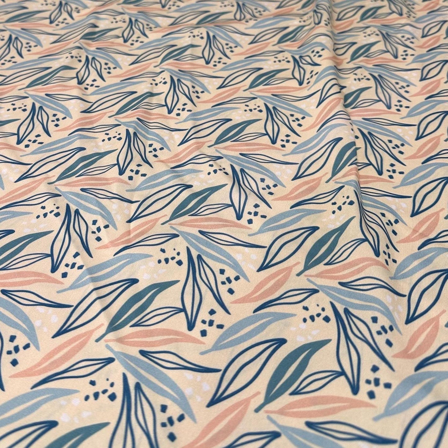 4 Way Stretch Print Spandex Fabric By The Yard Tricot Swim Wear Bikini Abstract Boho Nuetral Leaves 280 GSM