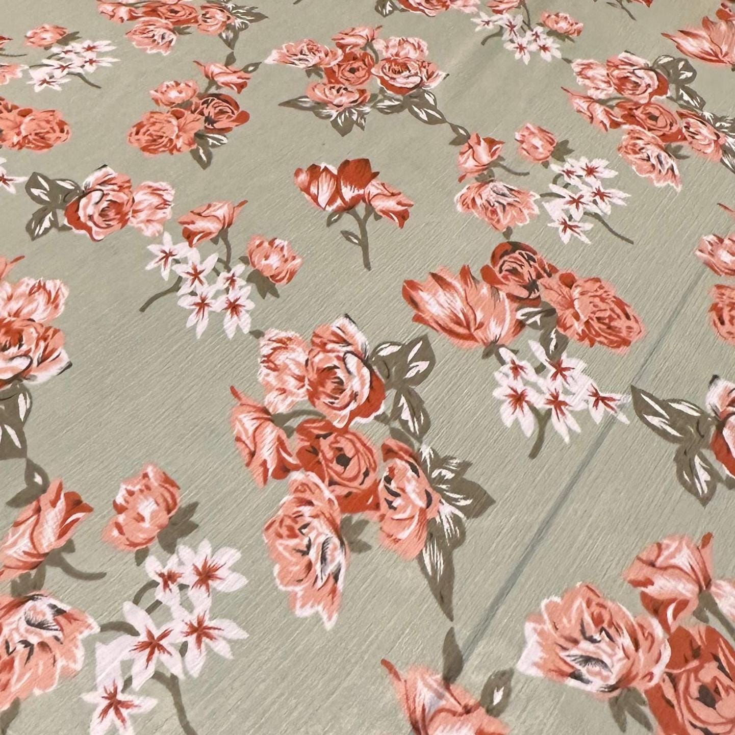 Polyester Chiffon Woven Print Fabric By The Yard Sage Flower Summer  Floral Print Summer Flowy Dress