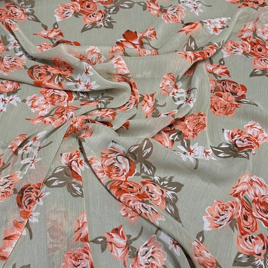 Polyester Chiffon Woven Print Fabric By The Yard Sage Flower Summer  Floral Print Summer Flowy Dress