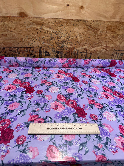 Polyester Chiffon Woven Print Fabric By The Yard Lavender Rose Flower Summer  Floral Print Summer Flowy Dress