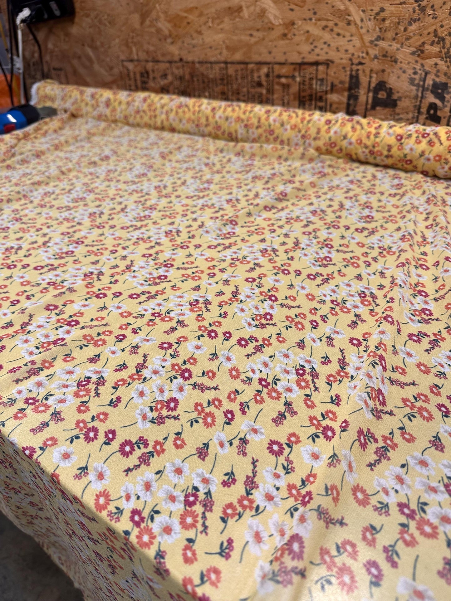 Polyester Chiffon Woven Print Fabric By The Yard Small Mini Yellow  Summer  Floral Print