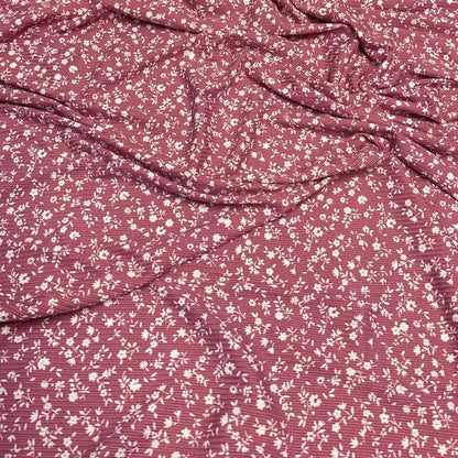 DBP 4x2 Rib Knit Mini Flower Double Brushed Polyester Spandex Vintage Ditsy Floral Monotone Marsella Fabric By The Yard