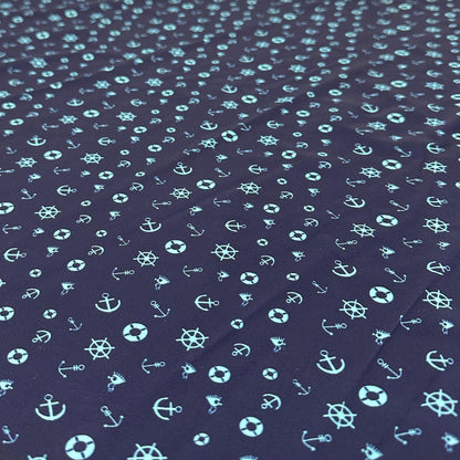 4 Way Stretch Print Nylon Spandex Fabric By The Yard Tricot Swim Wear Bikini Active Wear Mini Sailor Anchor Boat Symbols Navy