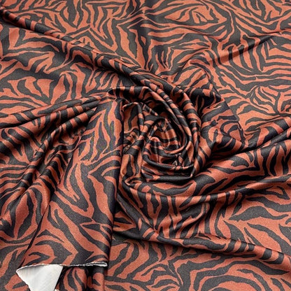 4 Way Stretch Print Nylon Spandex Fabric By The Yard Tricot Swim Wear Bikini Active Wear Zebra Animal Print Multi Mauve Brown