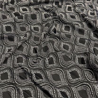 4 Way Stretch Print Nylon Spandex Fabric By The Yard Tricot Swim Wear Bikini Active Wear Geometric Shapes Abstract Spade Black White