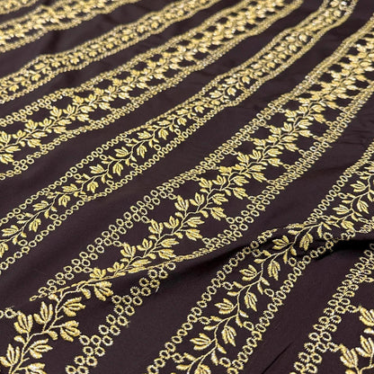 4 Way Stretch Print Nylon Spandex Fabric By The Yard Tricot Swim Wear Bikini Active Wear Embroidered Texture Eyelet Brown Gold