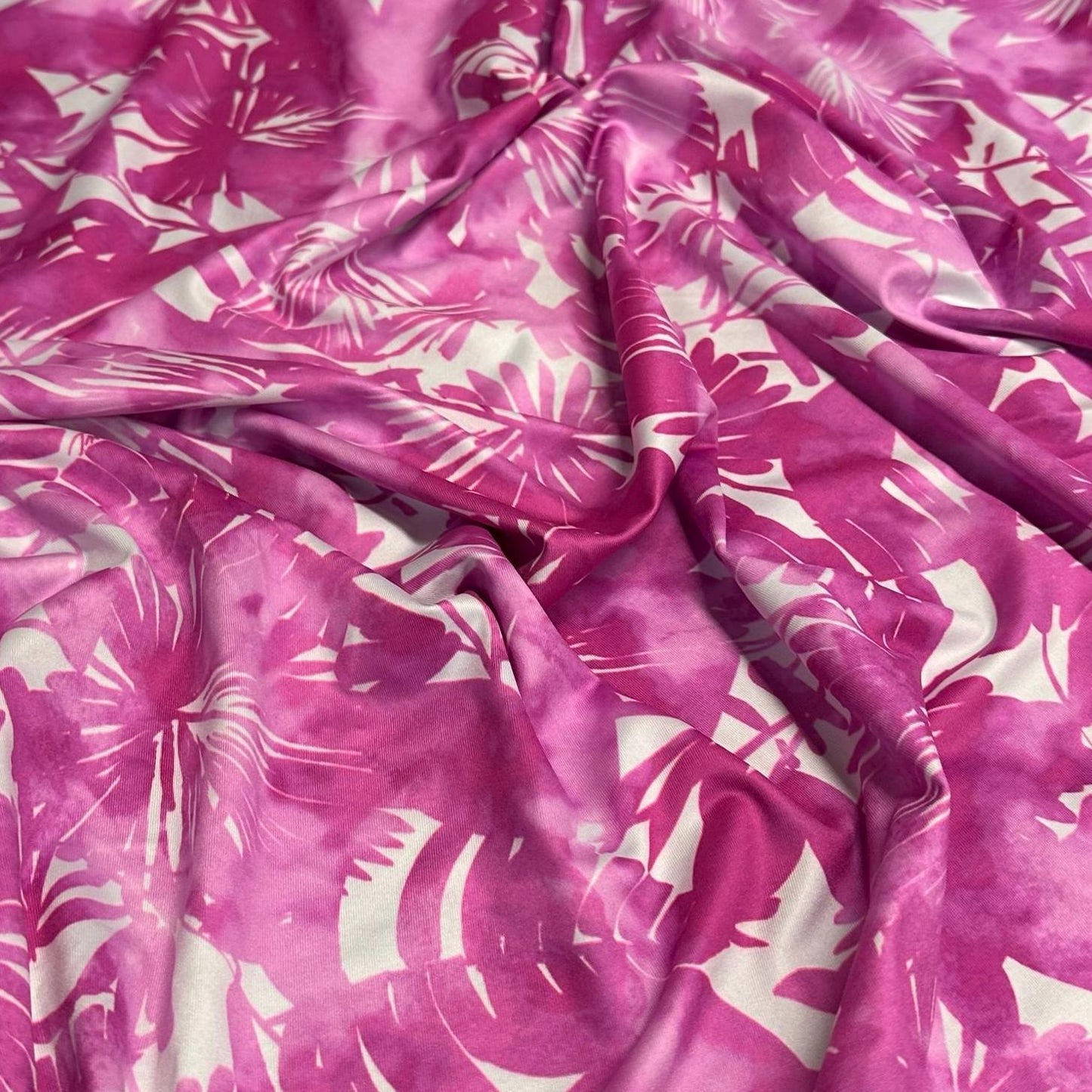 4 Way Stretch Assorted Print Nylon Spandex Fabric By The Yard Tricot Swim Wear Bikini Pink Tropical Palm Leaf Floral Tie Dye Print