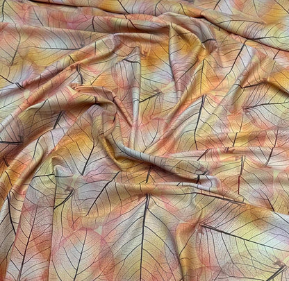 4 Way Stretch Assorted Print Nylon Spandex Fabric By The Yard Tricot Swim Wear Bikini Active Autumn Tree Leaf