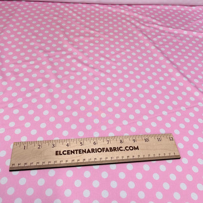 4 Way Stretch Print Nylon Spandex Fabric By The Yard Tricot Swim Wear Bikini Active Wear Pink Polka Dot Swiss Dot