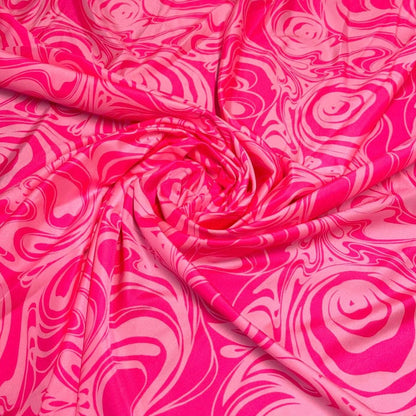 4 Way Stretch Print Nylon Spandex Fabric By The Yard Tricot Swim Wear Bikini Active Wear Pink Hazy Milky Tie Die 70s Retro Vintage