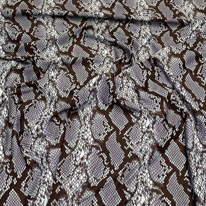 4 Way Stretch Print Nylon Spandex Fabric By The Yard Tricot Swim Wear Bikini Active Wear Snake Skin Reptile Anaconda Print Blue Grey Black