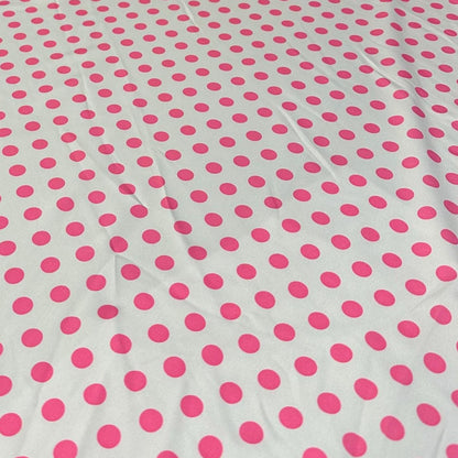 4 Way Stretch Print Nylon Spandex Fabric By The Yard Tricot Swim Wear Bikini Active Wear White Pink Polka Dot Swiss Dot