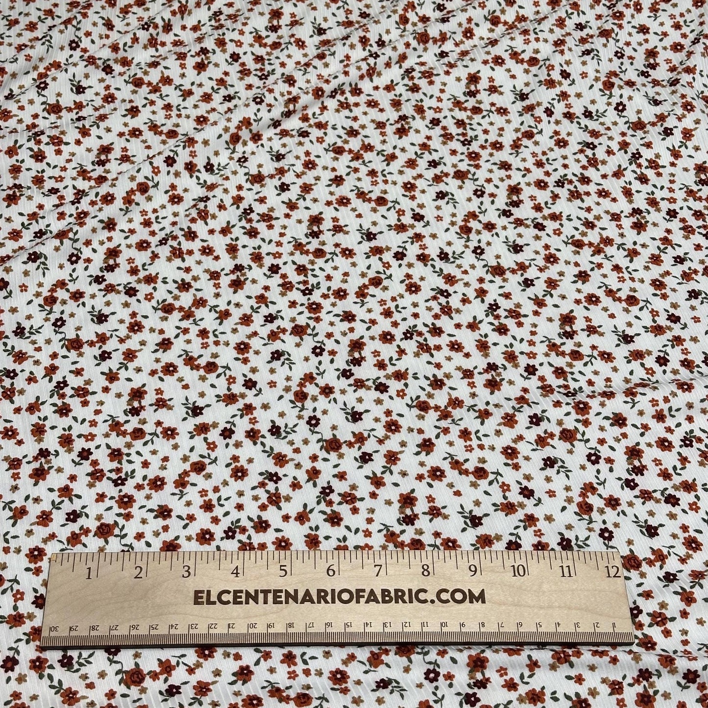 DBP 4x2 Rib Knit Mini Flower Double Brushed Polyester Spandex Vintage Ditsy Daisy Floral Monotone White Red Fabric By The Yard