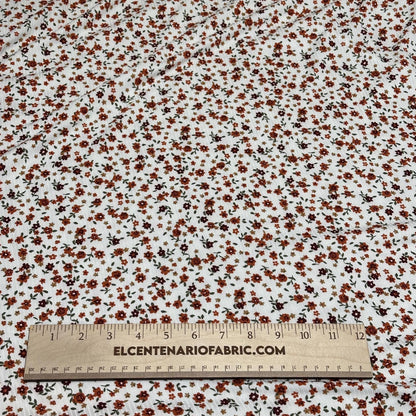 DBP 4x2 Rib Knit Mini Flower Double Brushed Polyester Spandex Vintage Ditsy Daisy Floral Monotone White Red Fabric By The Yard