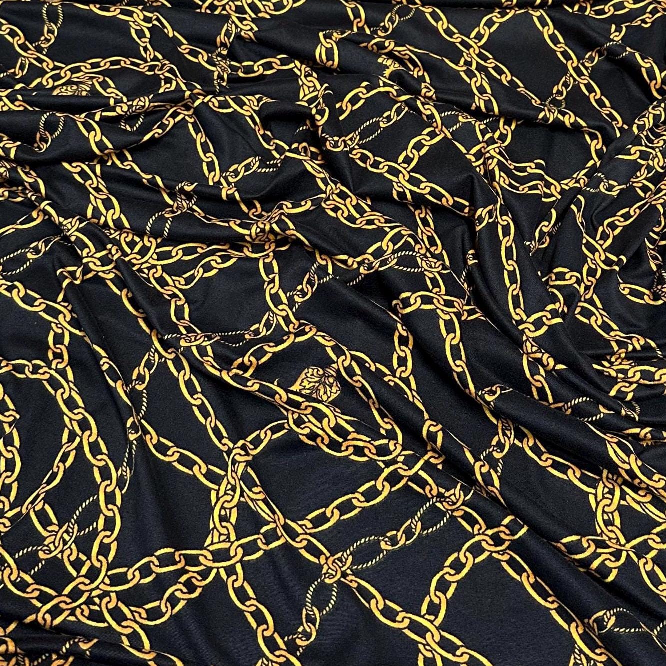 DBP Double Brushed Poly Spandex Print Luxury Baroque-Inspired Print Elegant and Sophisticated Design Chains By The Yard