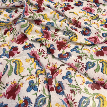 100% Cotton Gauze Vintage Foral Paisley Flower Print By The Yard