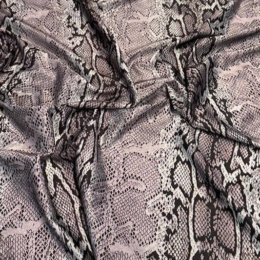 4 Way Stretch Print Nylon Spandex Fabric By The Yard Tricot Swim Wear Bikini Active Wear Snake Skin Reptile Anaconda Print Pink Grey Black