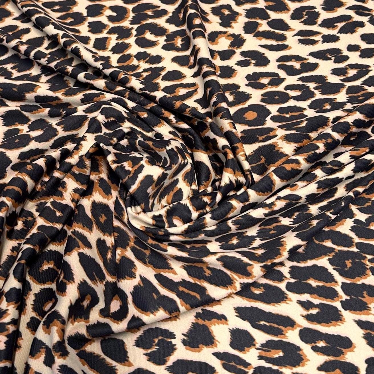 4 Way Stretch Print Nylon Spandex Fabric By The Yard Tricot Swim Wear Bikini Active Wear Brown Taupe Animal Cheetah Leopard Print