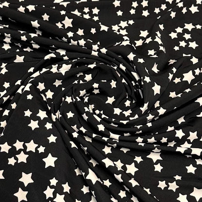 4 Way Stretch Print Nylon Spandex Fabric By The Yard Tricot Swim Wear Bikini Active Wear Star Galaxy Print Black White