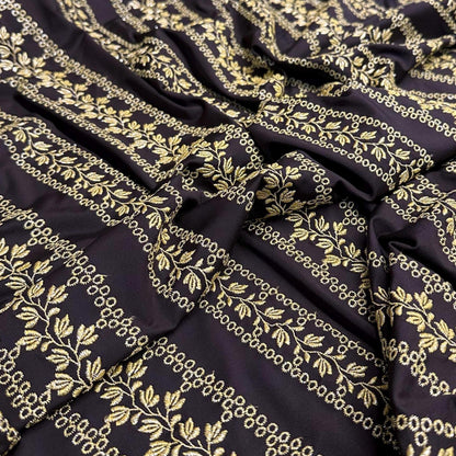 4 Way Stretch Print Nylon Spandex Fabric By The Yard Tricot Swim Wear Bikini Active Wear Embroidered Texture Eyelet Brown Gold