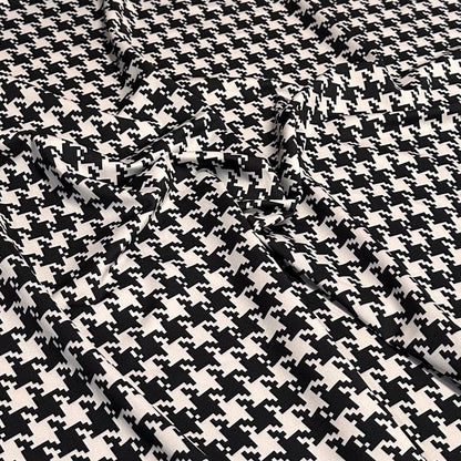 4 Way Stretch Print Nylon Spandex Fabric By The Yard Tricot Swim Wear Bikini Active Wear White Black Houndstooth Print