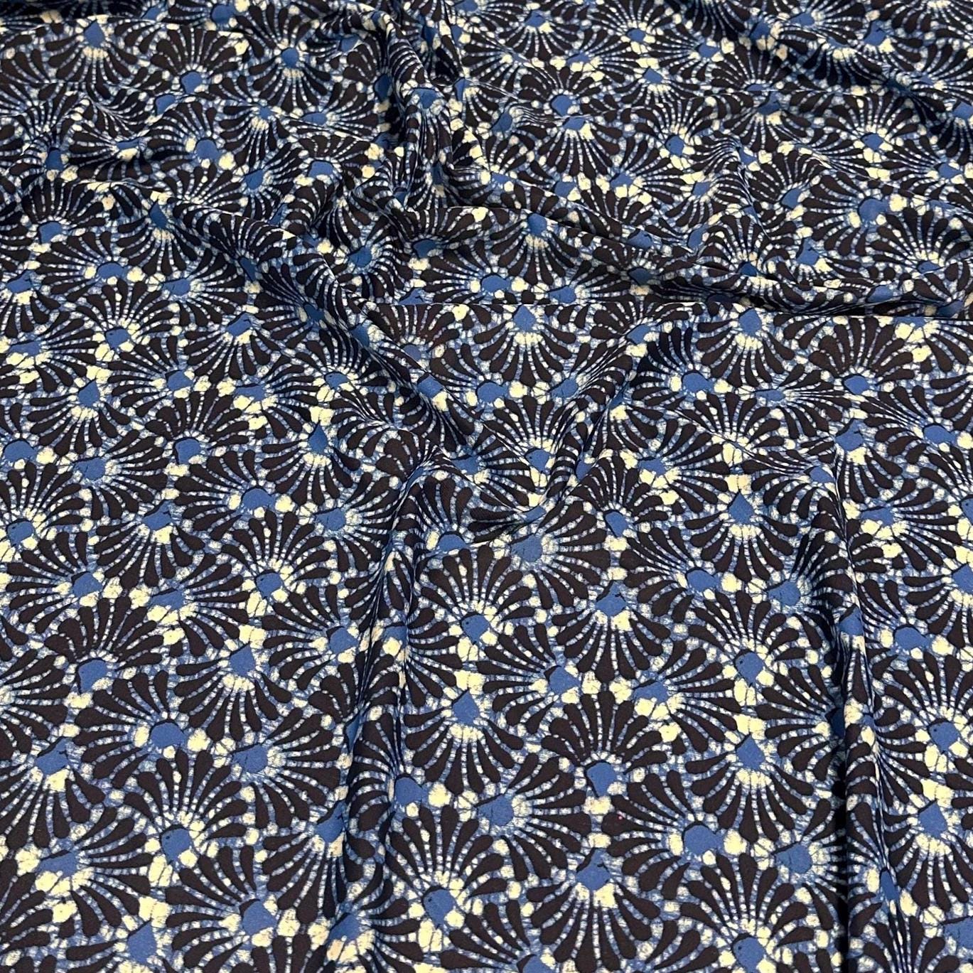 4 Way Stretch Print Nylon Spandex Fabric By The Yard Tricot Swim Wear Bikini Active Wear Geometric Assorted Abstract Shape Rustic Navy