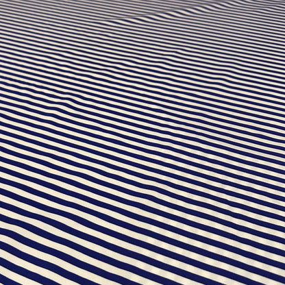 4 Way Stretch Print Nylon Spandex Fabric By The Yard Tricot Swim Wear Bikini Active Wear 1/4 Inch Classic Stripe Royal Blue White