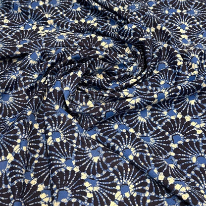 4 Way Stretch Print Nylon Spandex Fabric By The Yard Tricot Swim Wear Bikini Active Wear Geometric Assorted Abstract Shape Rustic Navy