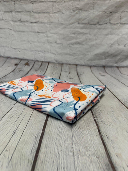 4 Way Stretch Print Spandex Fabric By The Yard Tricot Swim Wear Bikini Abstract Shape Geometric Sage Coral Boho 280 GSM
