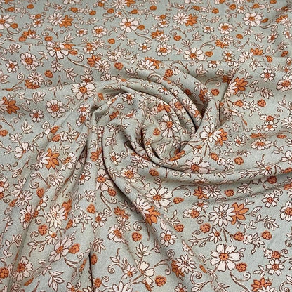 Rayon Challis Crinkled Woven Print Fabric By The Yard Small Mini Summer  Floral Print